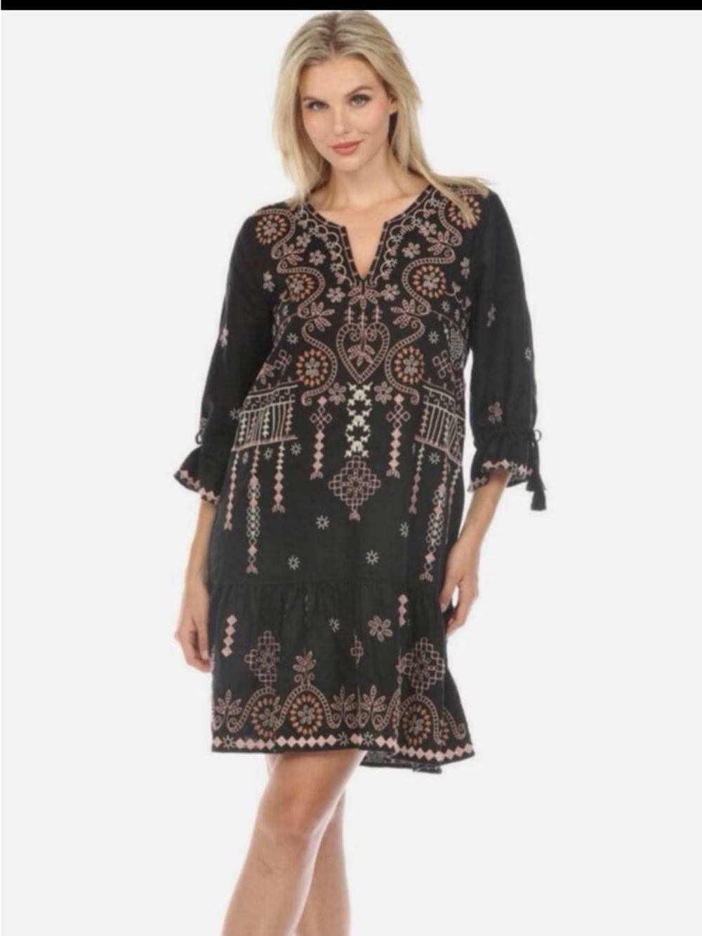 Johnny Was Black Embroidery Dress